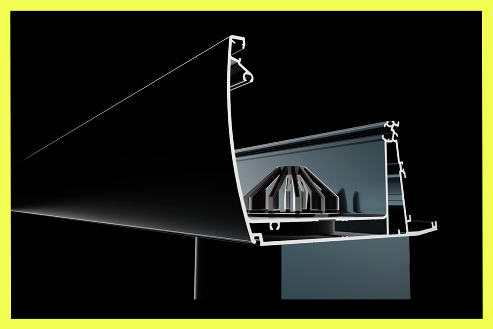 Drenaj sistemine sahip sabit cam tavan profil detayı