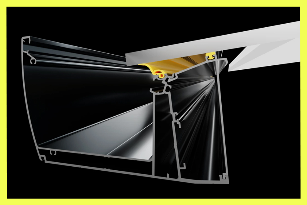 Hava sızdırmaz conta detayına sahip sabit cam tavan sistemi